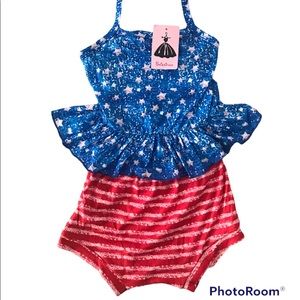 Baby Girl 18 Months 4th of July Stars and Stripes Two Piece Shorts and Shirt